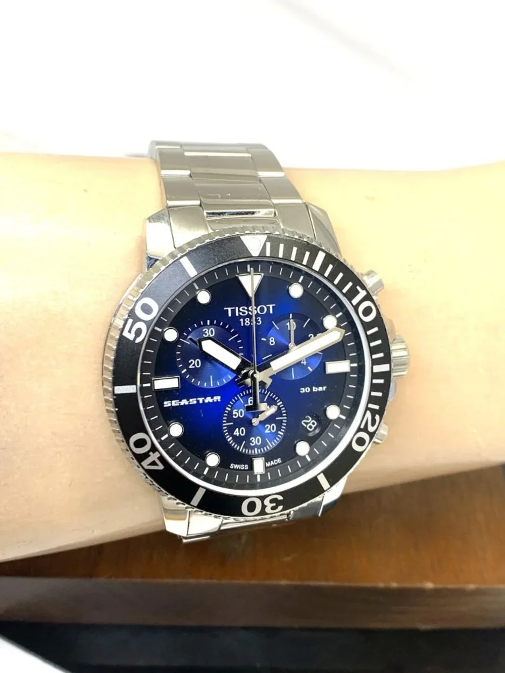 Tissot Men's Watch Seastar Chronograph Swiss Quartz Blue Dial T1204171104101